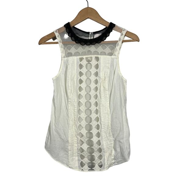 Anthropologie Postage Blouse Sleeveless Tank Top Lace Trim - 00 - Picture 1 of 4
